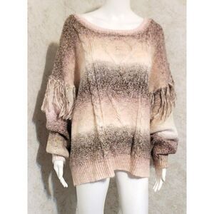 NWT - Frye & Co Ombre Space Dyed Fringe Wool Blend Sweater - 2X